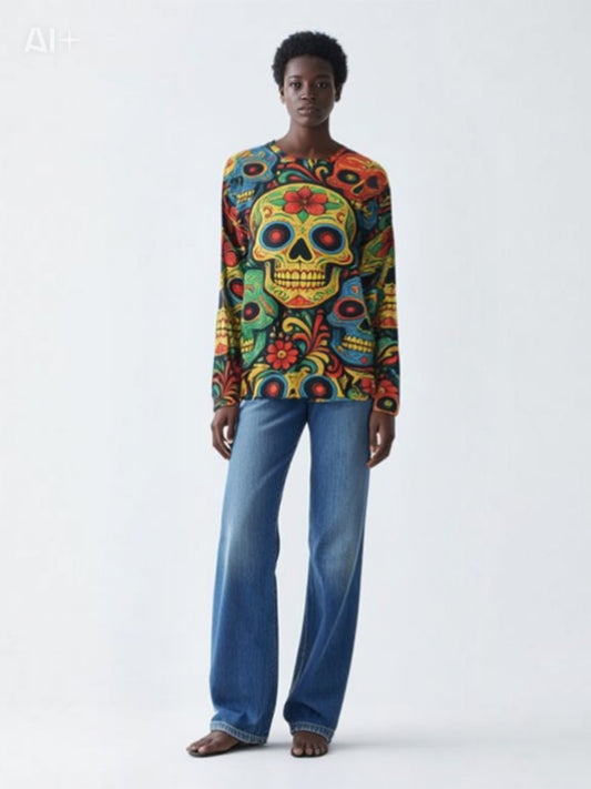 Pullover felpa SKULL BLOOM